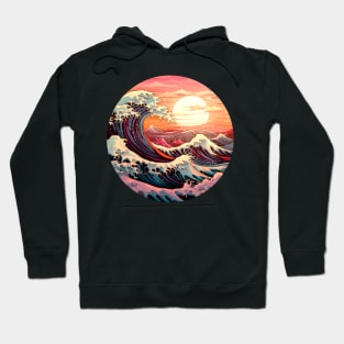 Japan great Wave of Kanagawa Art - Rising Sun Hoodie